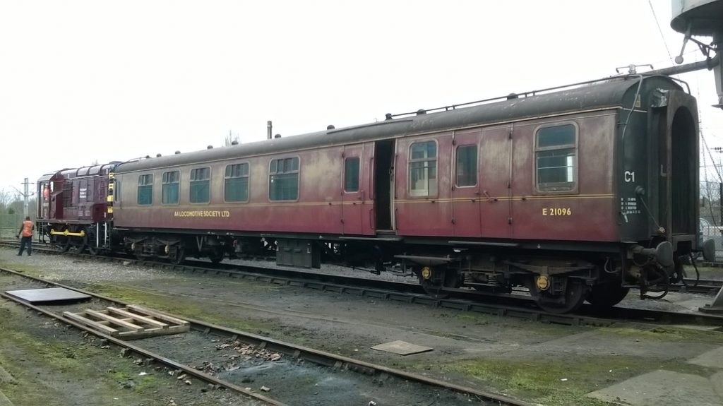 The coach was shunted in the NRM's North Yard so that the DB loco could come straight on to the coach 