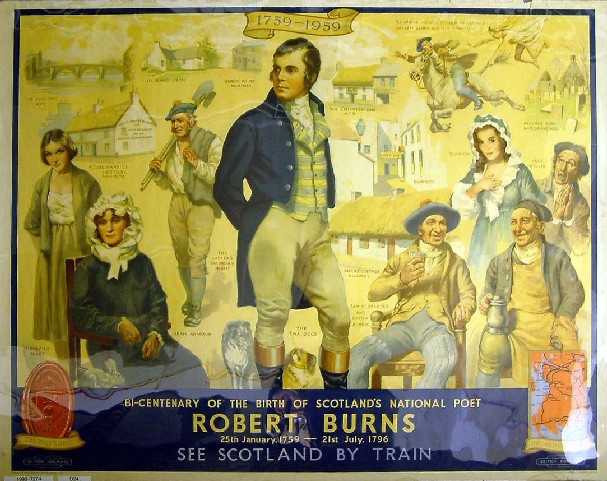 Robert Burns Railway Vintage Old Advert Poster National Scottish Poet Picture 