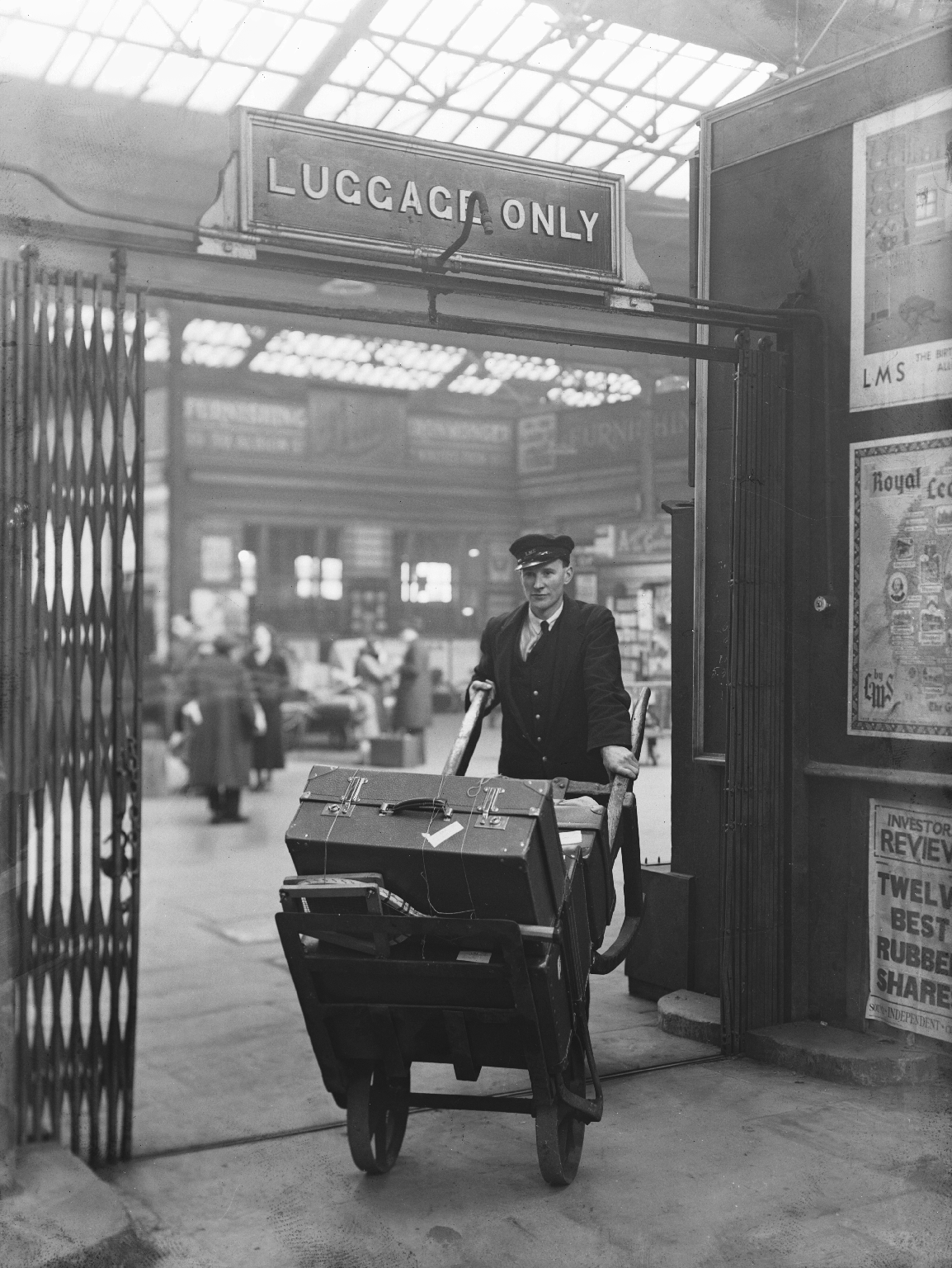Porter at Leeds Wellington station, 1936.