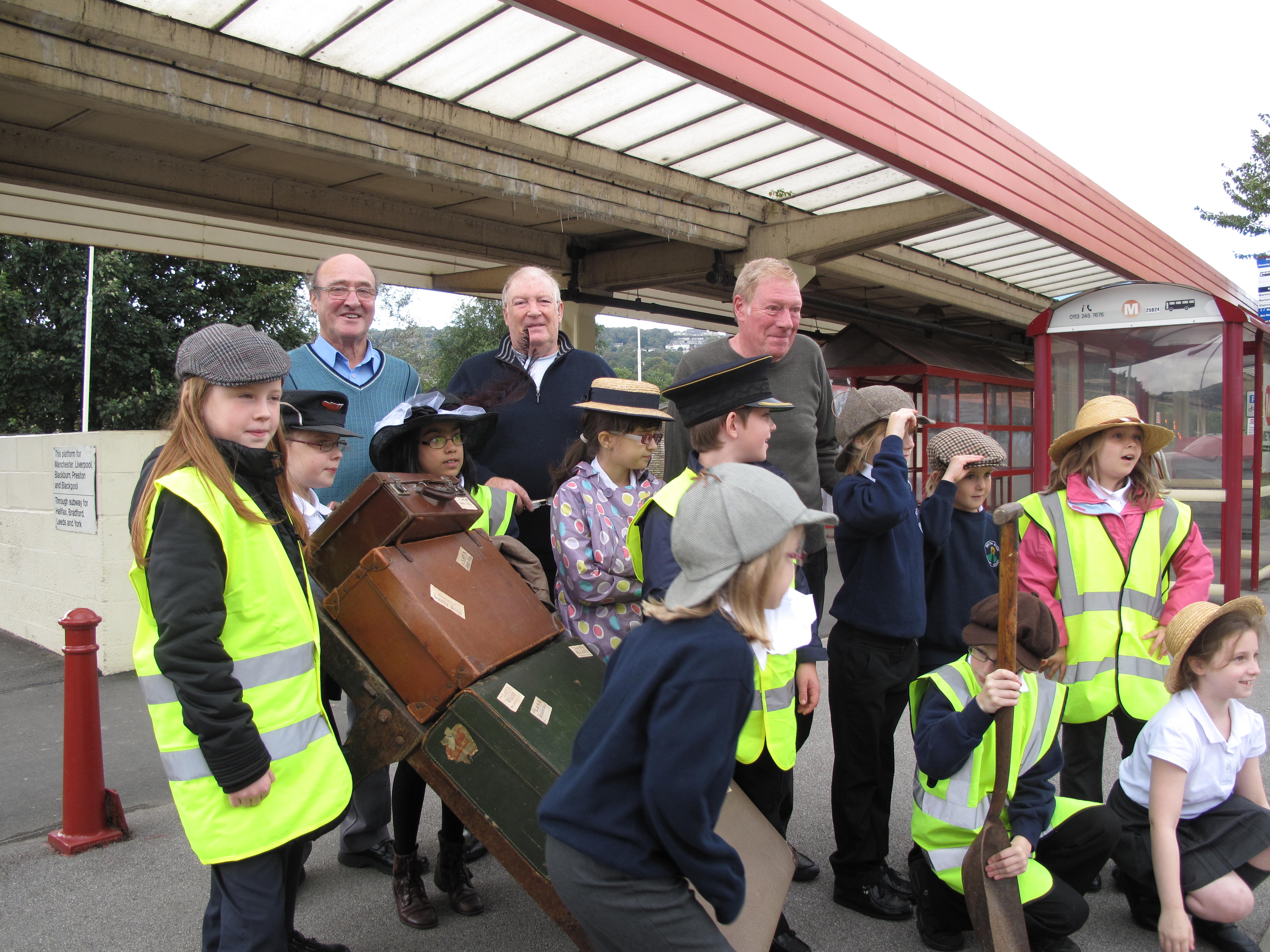 Pupils from Bolton Brow Primary school meet former railway station workers.