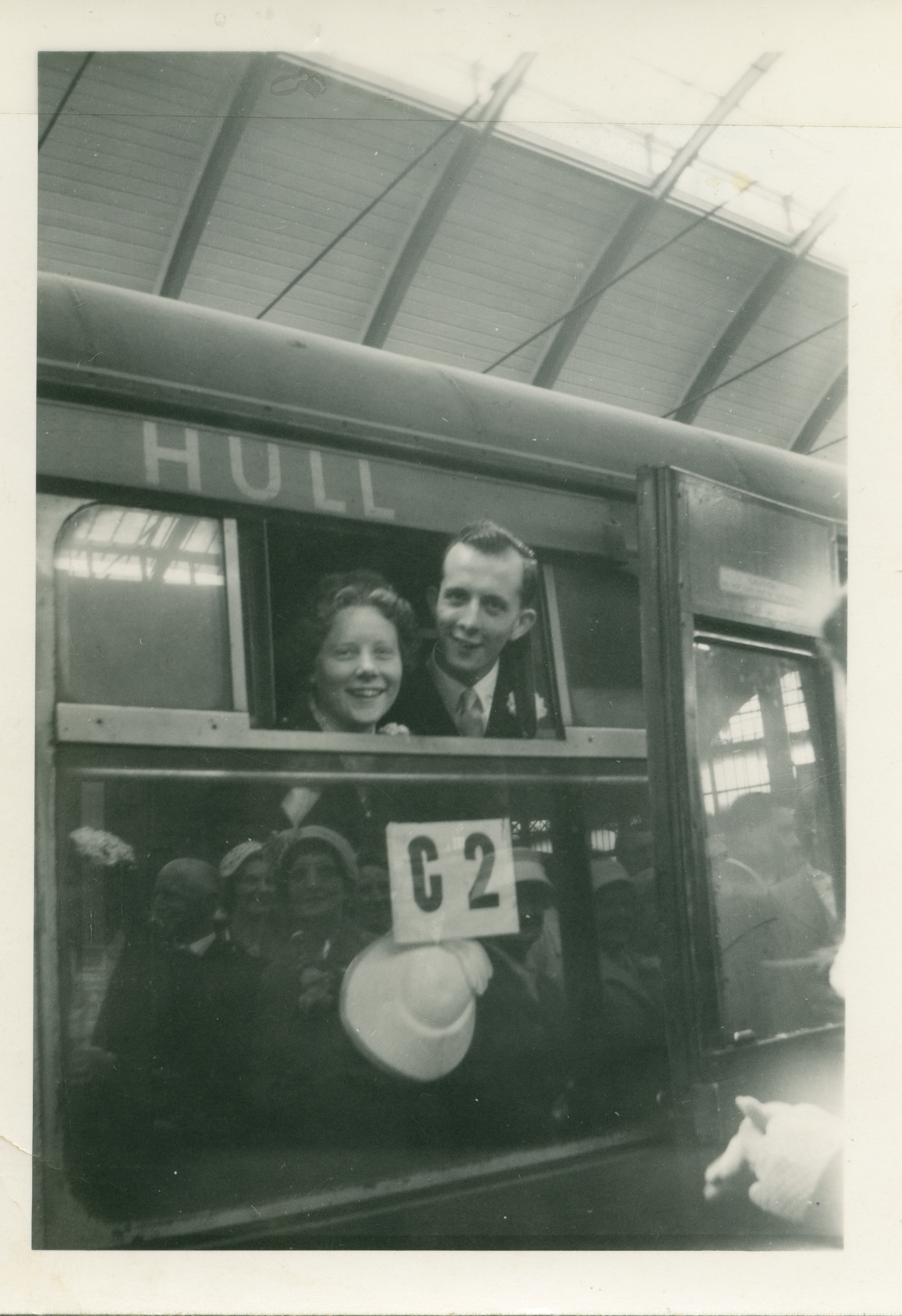 Norman and his new bride setting off for London on the 'Honeymoon special'. 