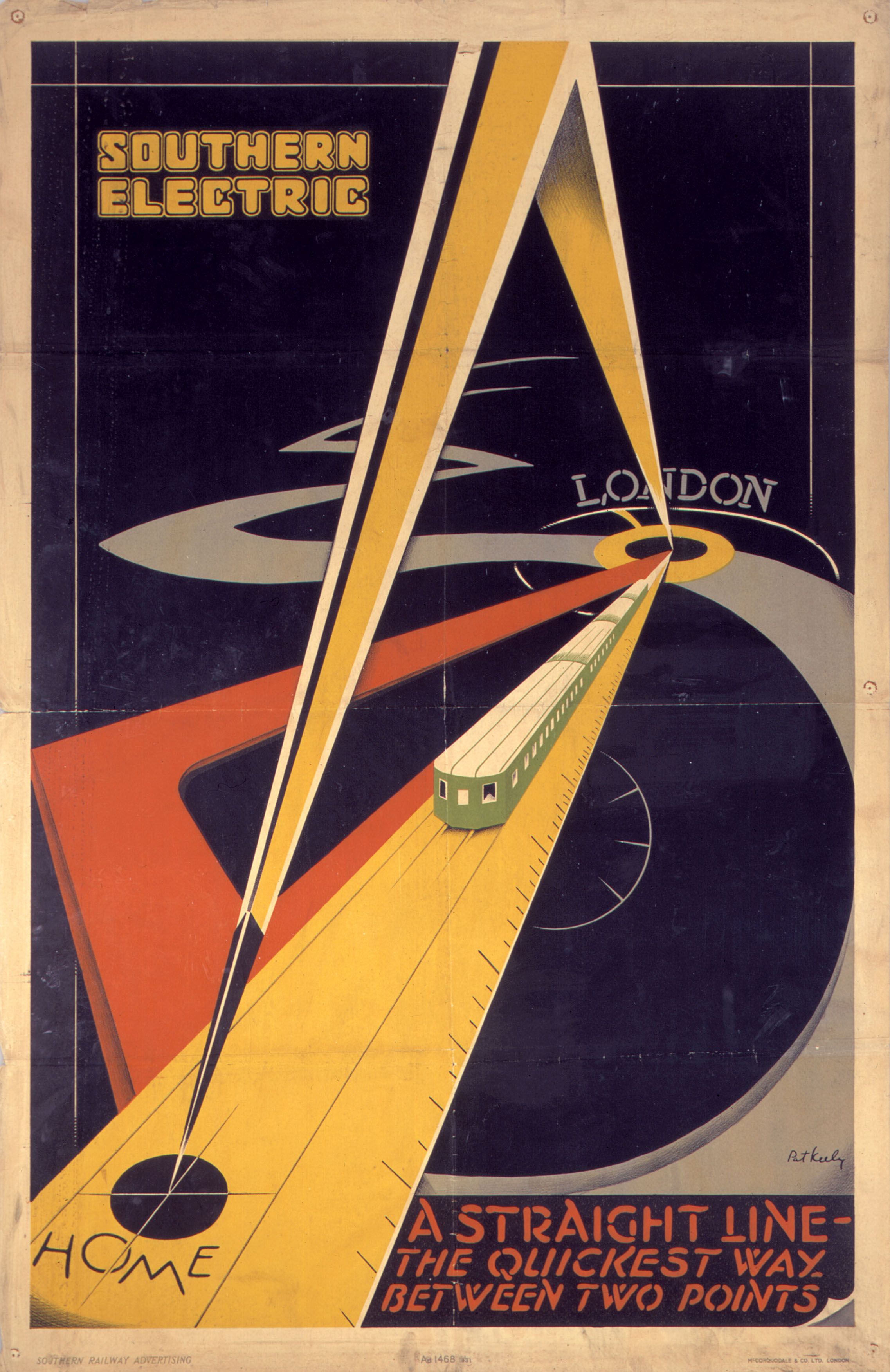 'The Quickest Way Between Two Points', Southern Railway poster, 1931. You'll be able to see this poster in our next Art Gallery exhibition: It's Quicker by Rail (4 July-6 October 2013)