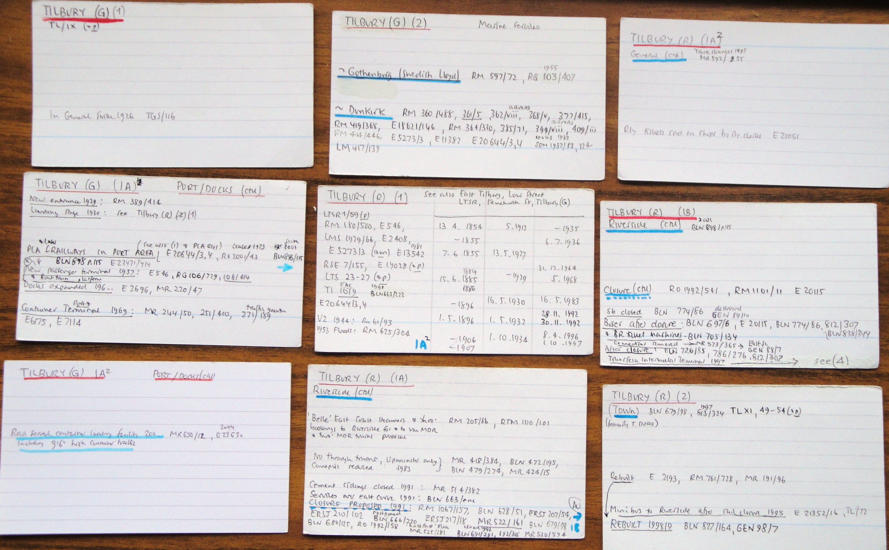 The cards are hand-written and involve quite a bit of detective work to decode