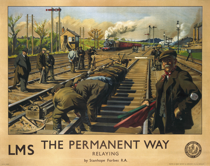 Poster, The Permanent Way by Stanhope Forbes for the London, MIdland & Scottish Railway, 1924