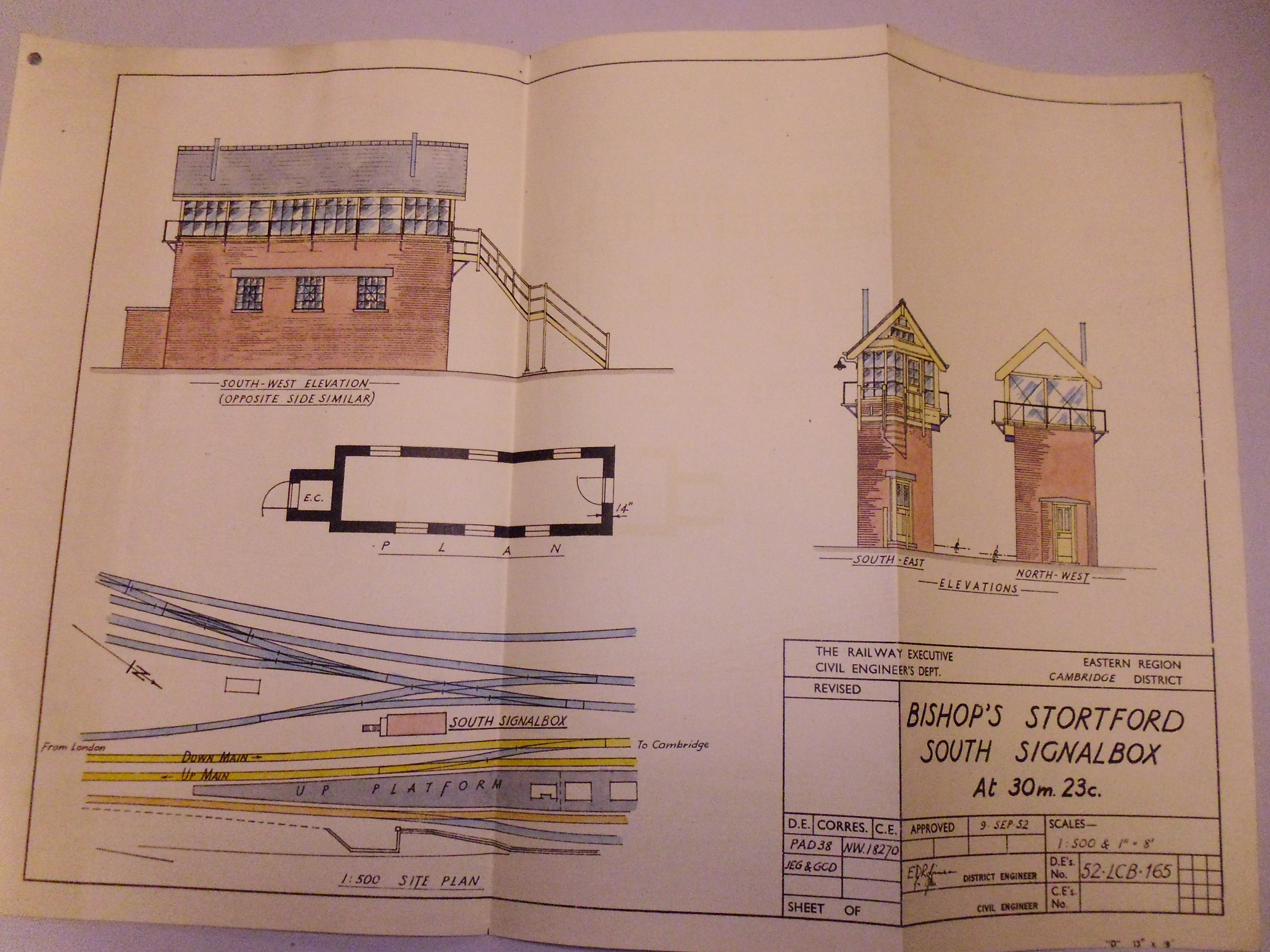 Plan of Bishop's Stortford South Signalbox (9 September 1952) 