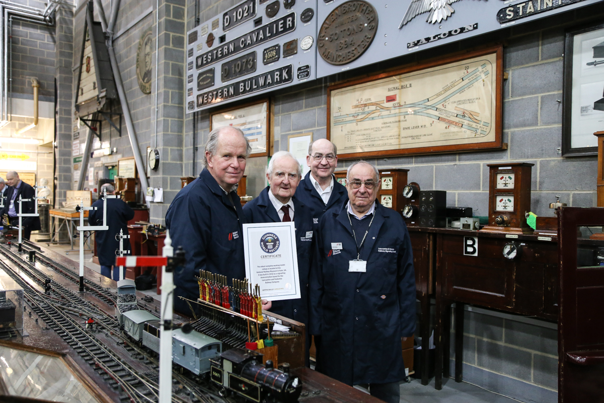 The original L&Y volunteers Bob Brook, Peter M Webster, Len Green Horn and David Eastoe with the world record certificate. 
