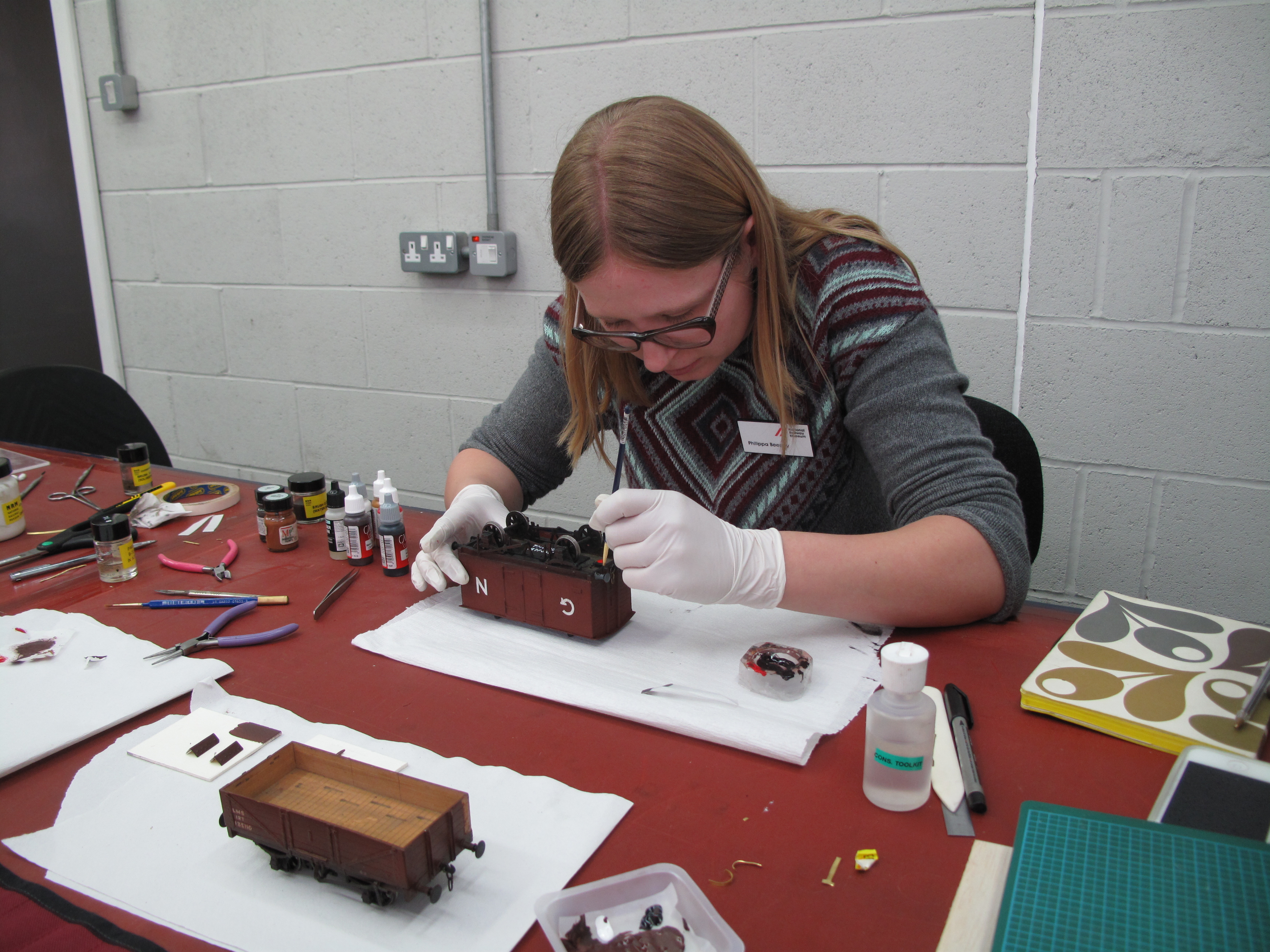 Philippa working on Railway Models