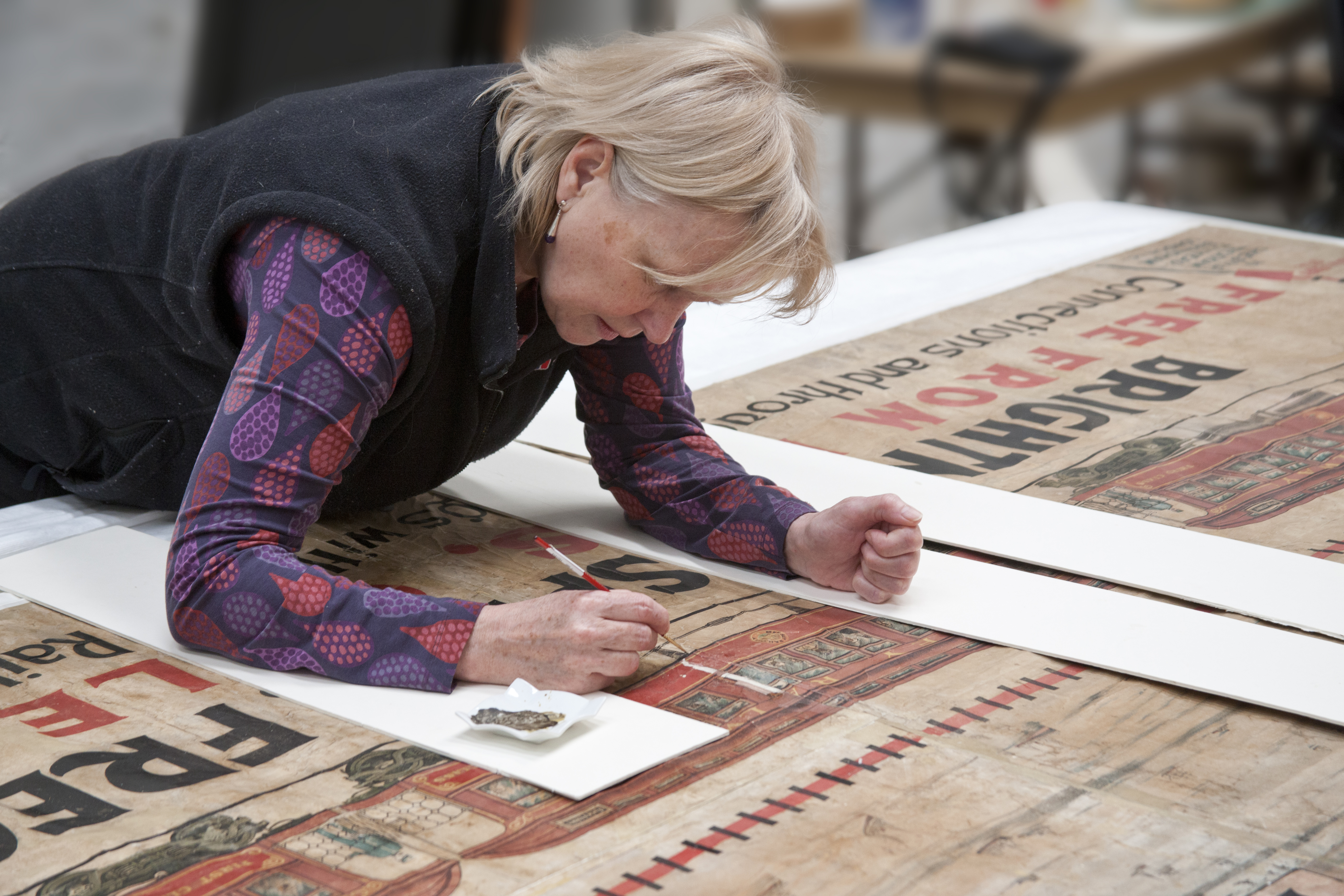 The last job for paper conservator Ruth, was to infill areas of loss.