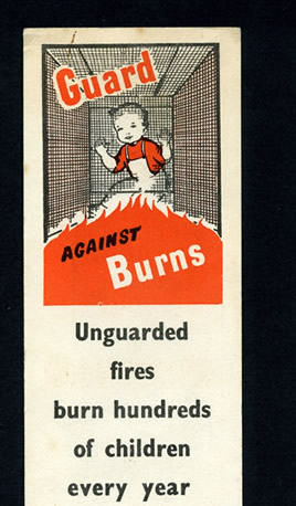 Picture of a Central Council of Health Education bookmark about burns