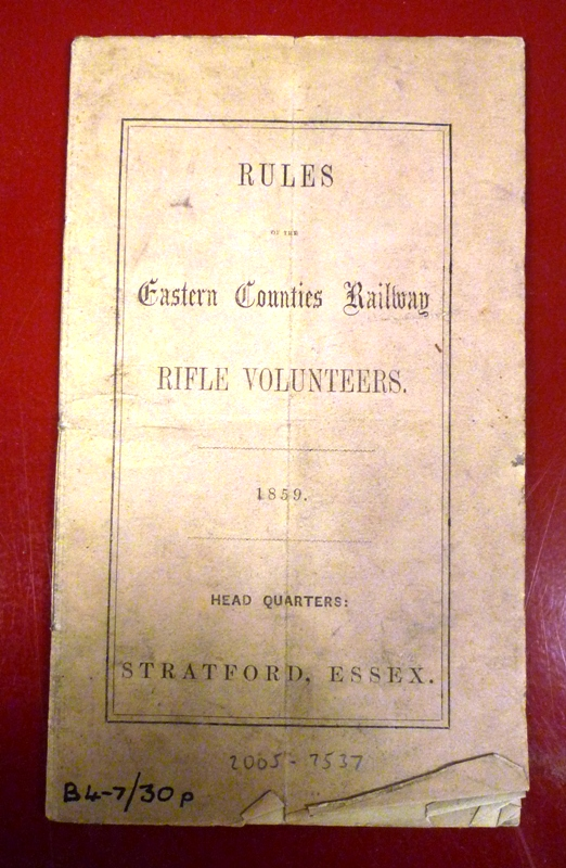 2005-7537 Eastern Counties Railway booklet “Rules of the Eastern Counties Railway Rifle Volunteers”