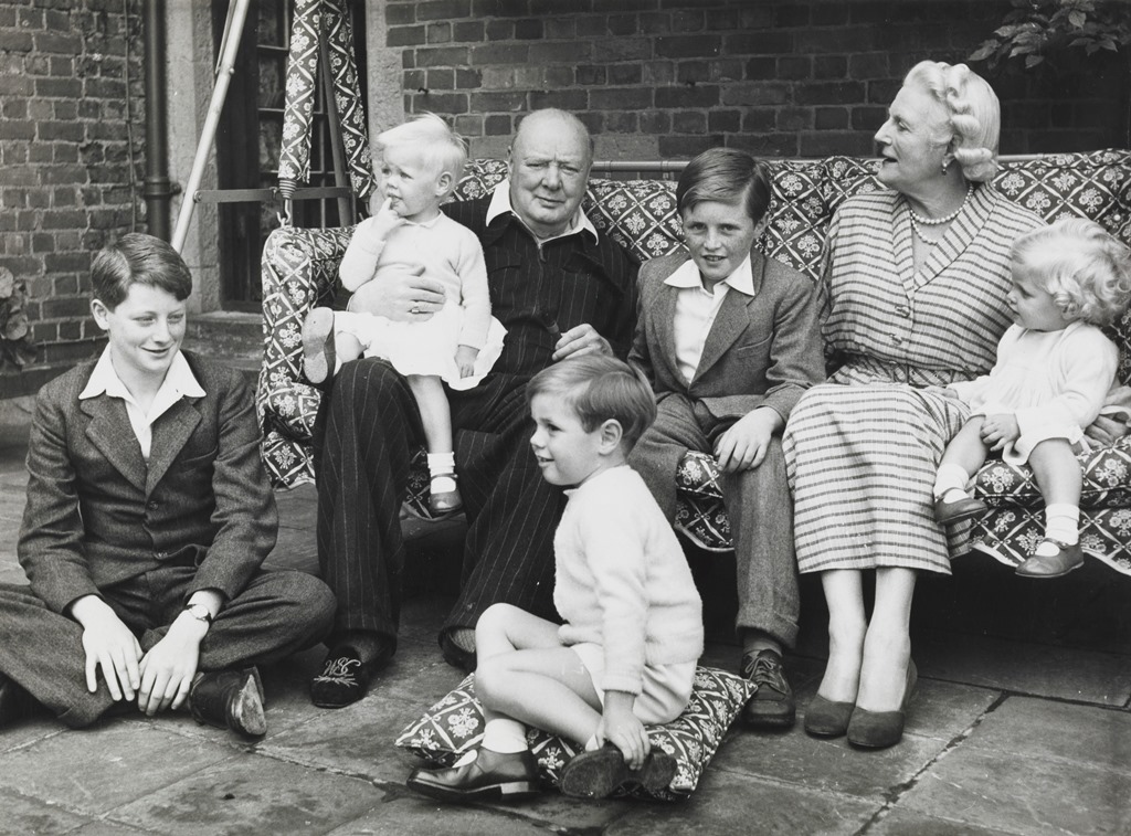 The Churchill family, taken on the Pink Terrace at Chartwell, Churchill’s home, in 1951.
