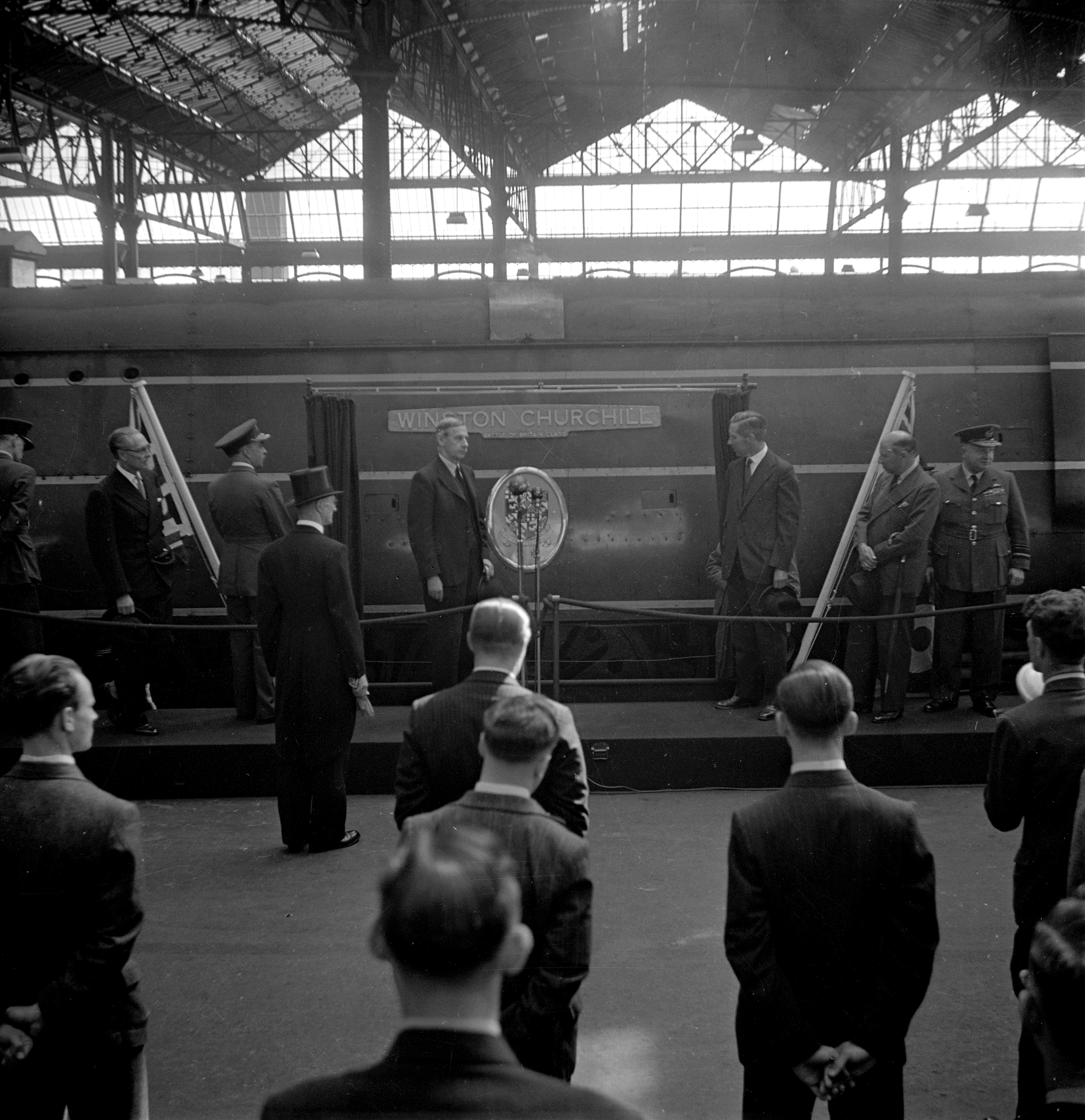 Naming Ceremony of the Battle of Britain Class Locomotives Winston Churchill 11 September 1947.