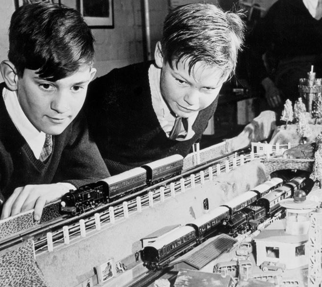 Boys from a Barnardos home in Kingston, Surrey, with the Hornby Dublo model railway they built in 1964. NRM Image No. 10328421 