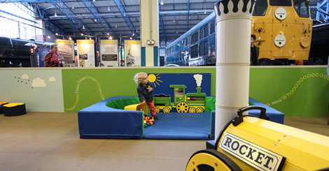 The play pod in use. Little Play Station sits very near some of our Great Hall locos