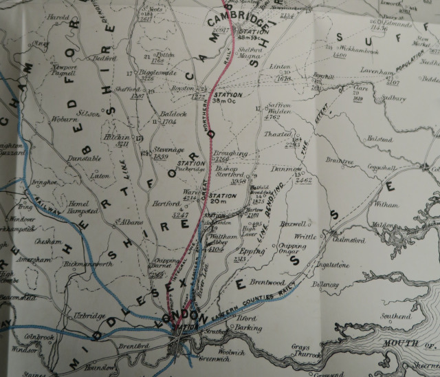 Proposed Great Northern Railway between London and York, 1841. Showing population numbers in settlement surrounding the line