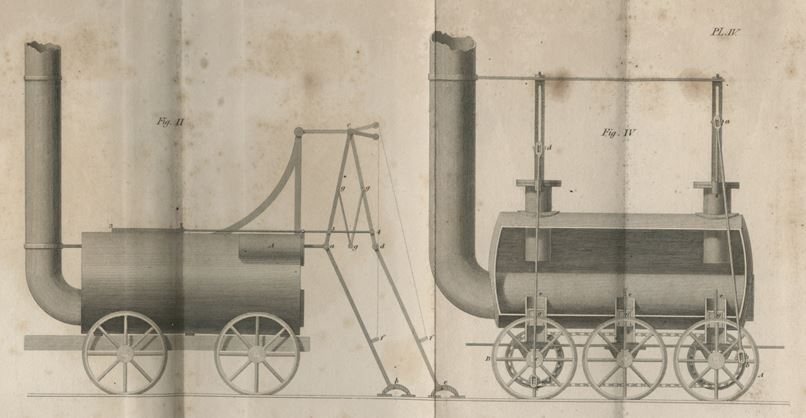 The spindly legs of the Mechanical Traveller (depicted on the left) are reminiscent of a Heath Robinson illustration. NRM Ref: B1/83/2 R