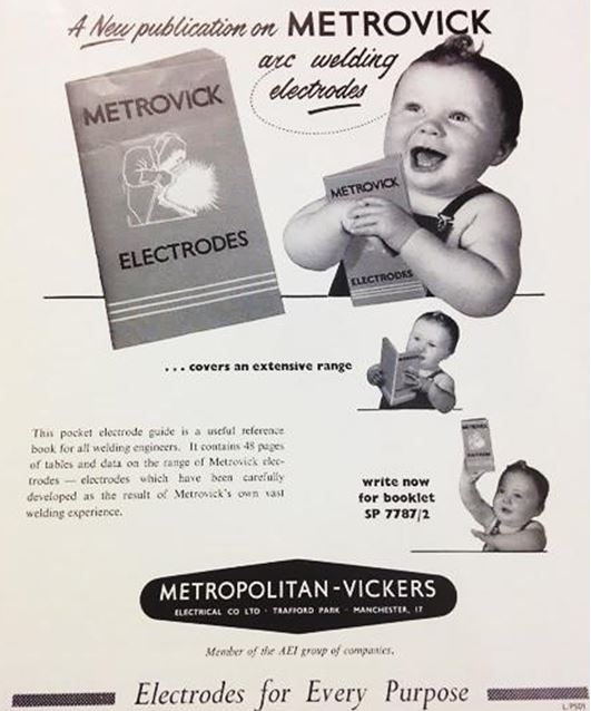 'Electrodes for Every Purpose’, Metropolitan Vickers Gazette, 1937. NRM Ref: ALS2/55/C/9 
