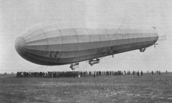 'Terror from the Skies' - the German Zeppelin LZ 18 (L 2), similar to those used in bombing raids on Britain. (Public Domain image – Wikipedia)