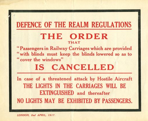Defence of the Realm Act Poster, National Railway Museum Archive, 1917