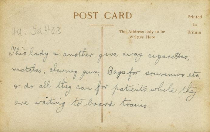 A postcard from Owen Willis describing the help offered by the volunteers.
