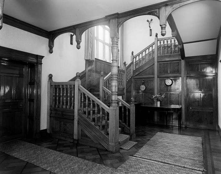 The main stairway at Hampsfield House, 1946