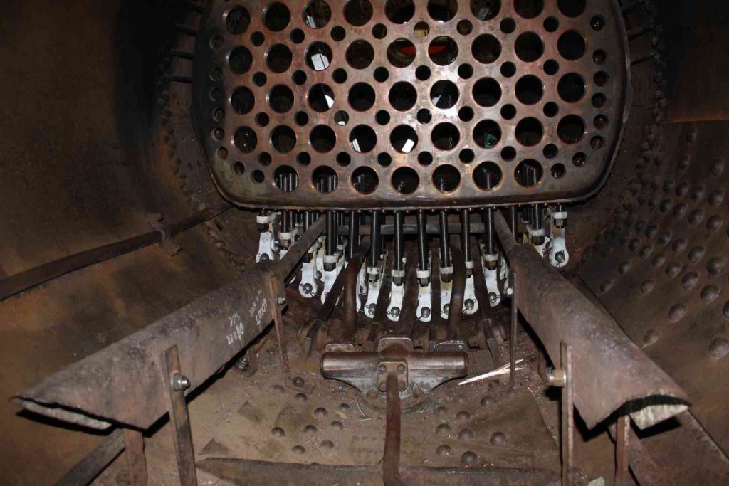 Inside the boiler of locomotive Sir Nigel Gresley.