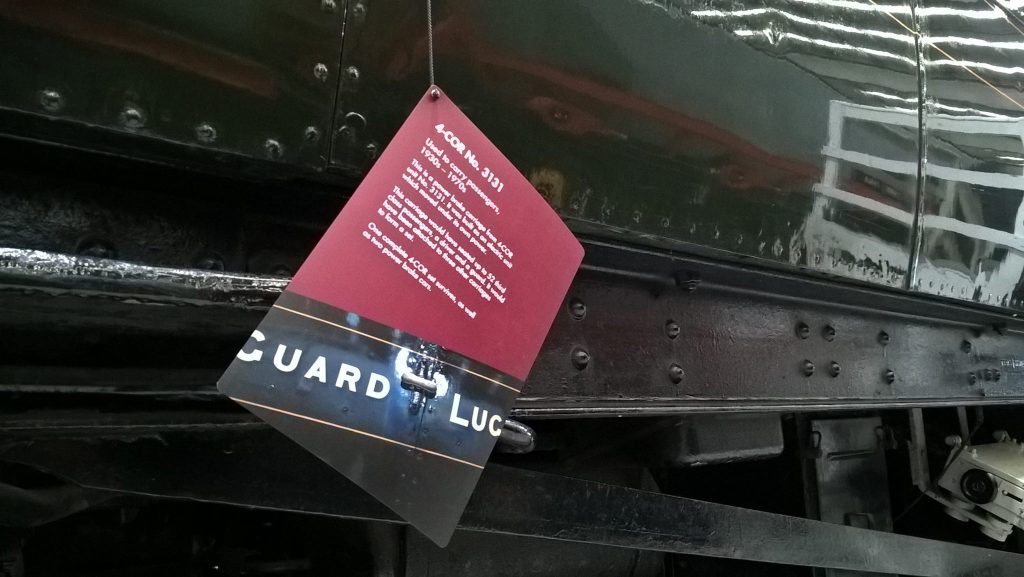 The side of a locomotive with an interpretation label attached