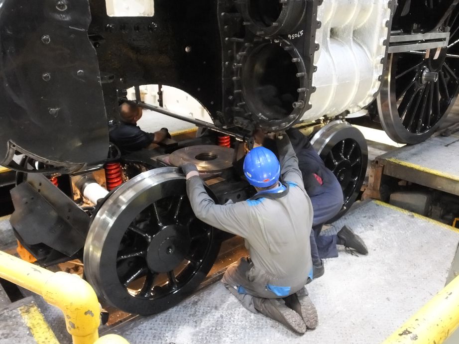 The bogie is lowered to remove the loco sidebearers