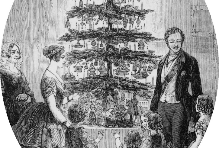 Queen Victoria, Prince Albert and their children behold the majesty of their Christmas tree
