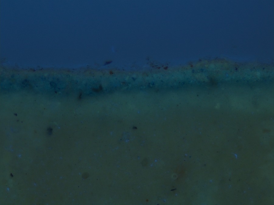 Blue sample in ultraviolet, 200x magnification