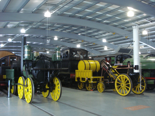 The replicas of Sans Pareil and Rocket get used to being back on English rails at Shildon. Rocket will soon be joined by appropriate carriages.