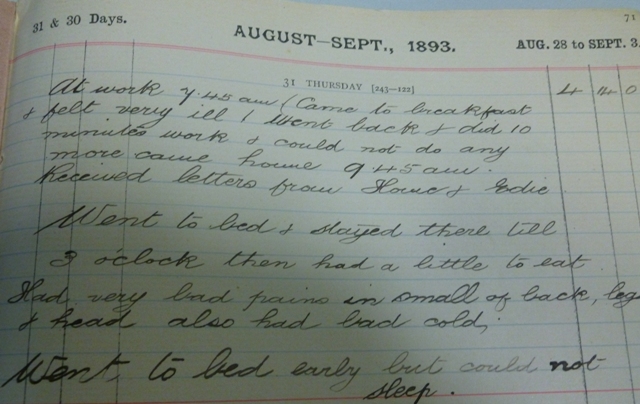 A typical page from Tom Baker's diary. A typical page from Tom Baker's diary.