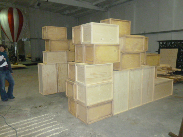 This stack of boxes will be installed in the Goods Depot section of Station Hall. It will house images and stories that showcase the working life of a goods depot.