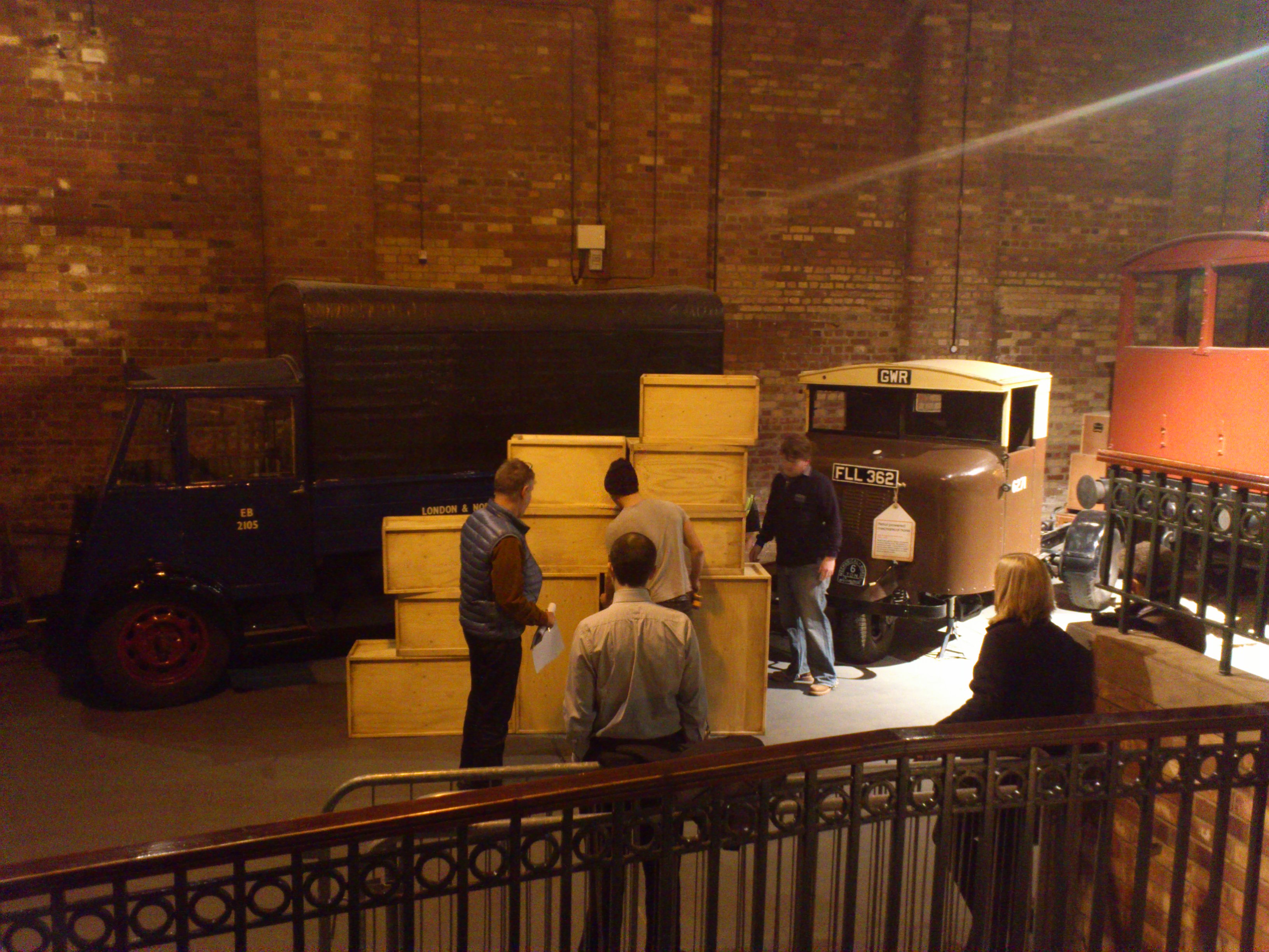 Tuesday morning started with one of the box stacks being put into position in the Goods Yard. Eventually this stack will also house stories about working in a goods yard.