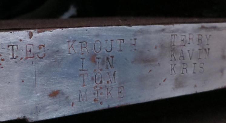 Close-up of names inscribed into A4 60008 Dwight D Eisenhower