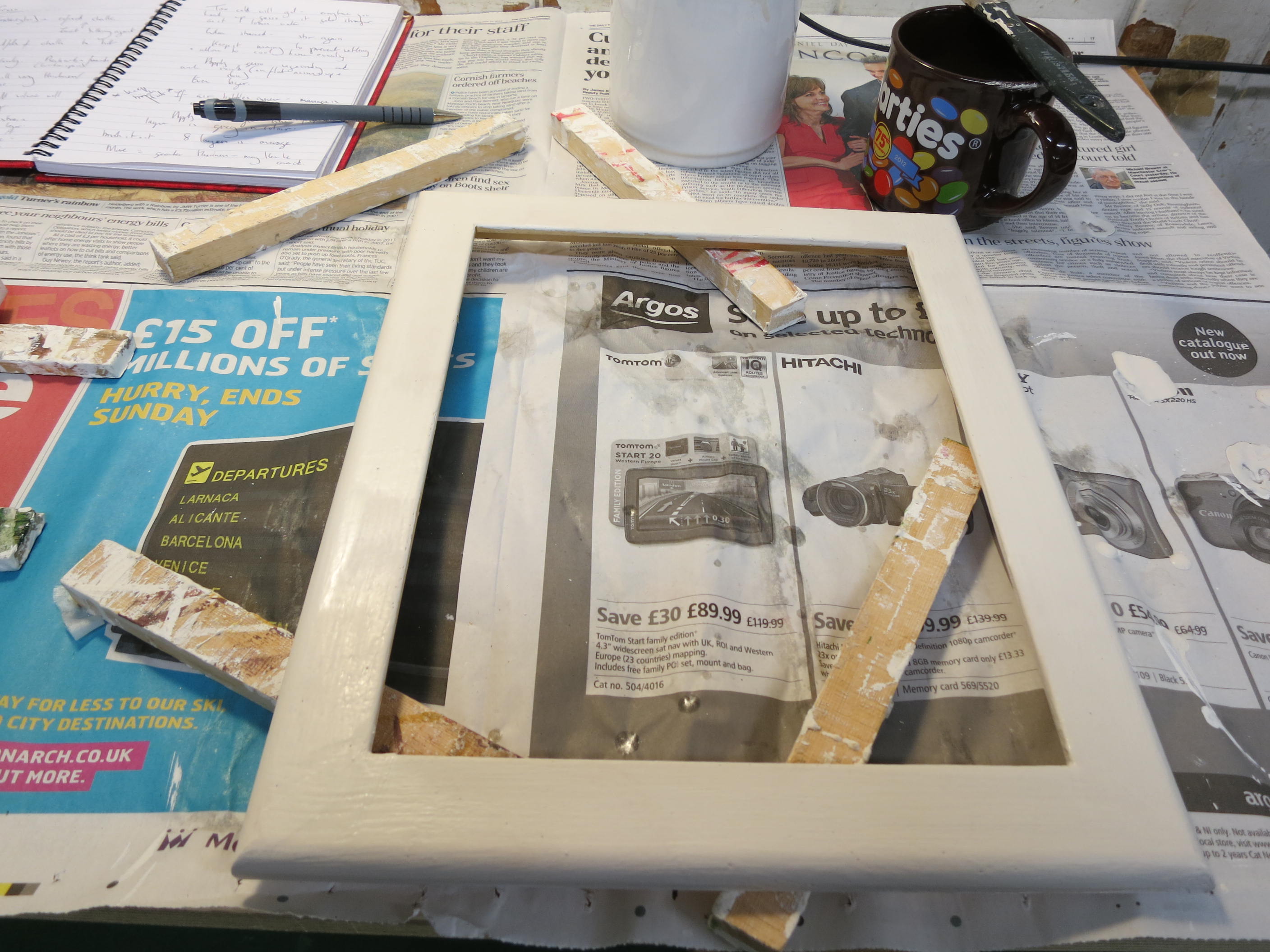 Gesso applied, dried and rubbed down