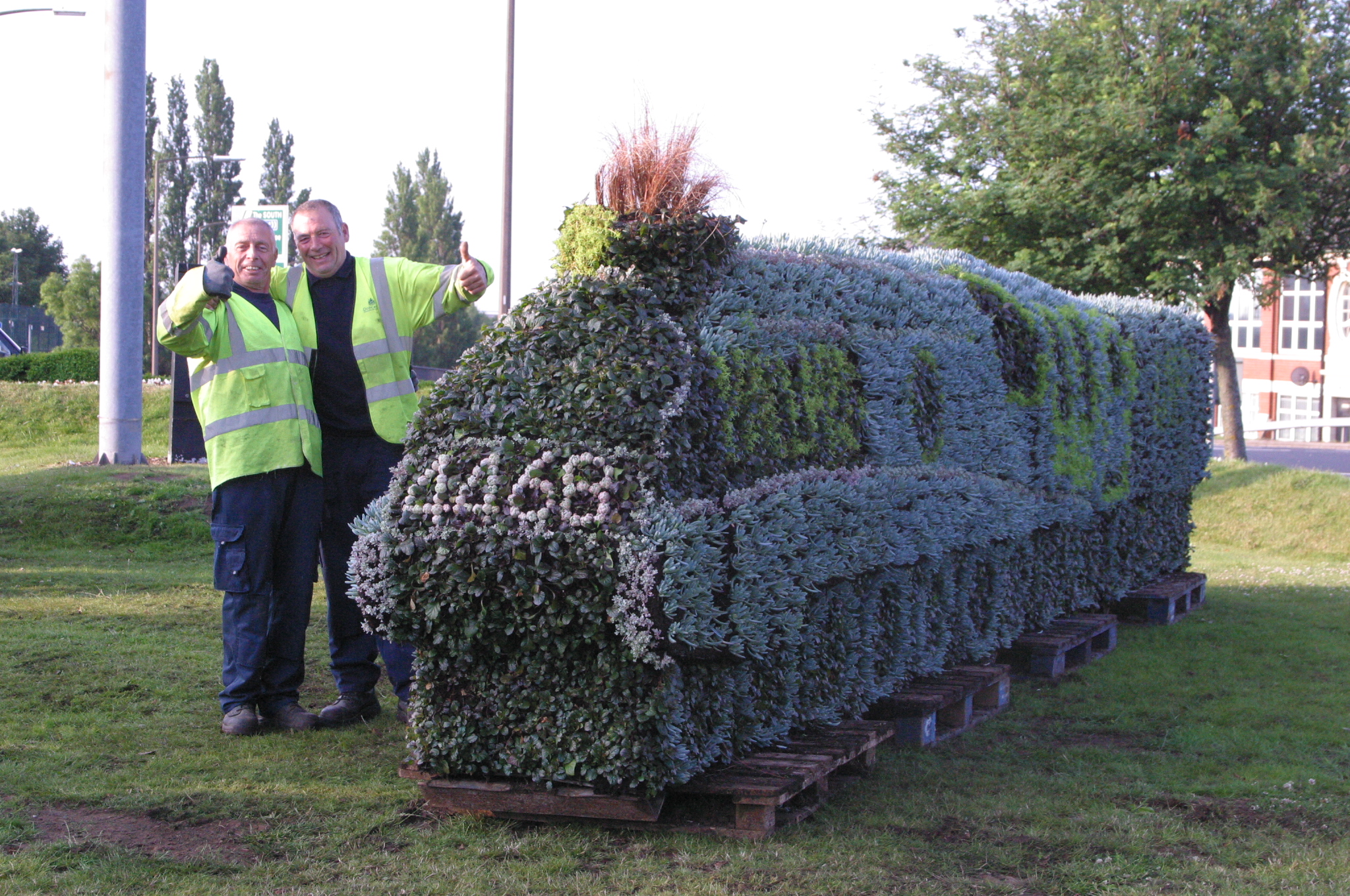 Mallard floral display in Doncaster town centre.