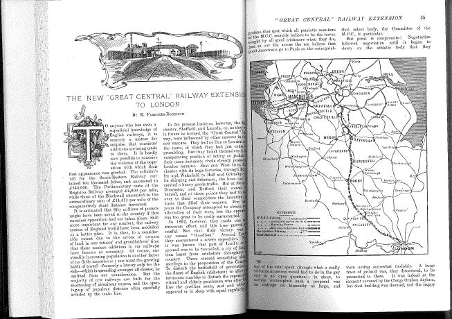 A spread from the DATE Railway Gazette about the up-and-coming GCR London Extension, on the second page you can see the route that the Extension took. 