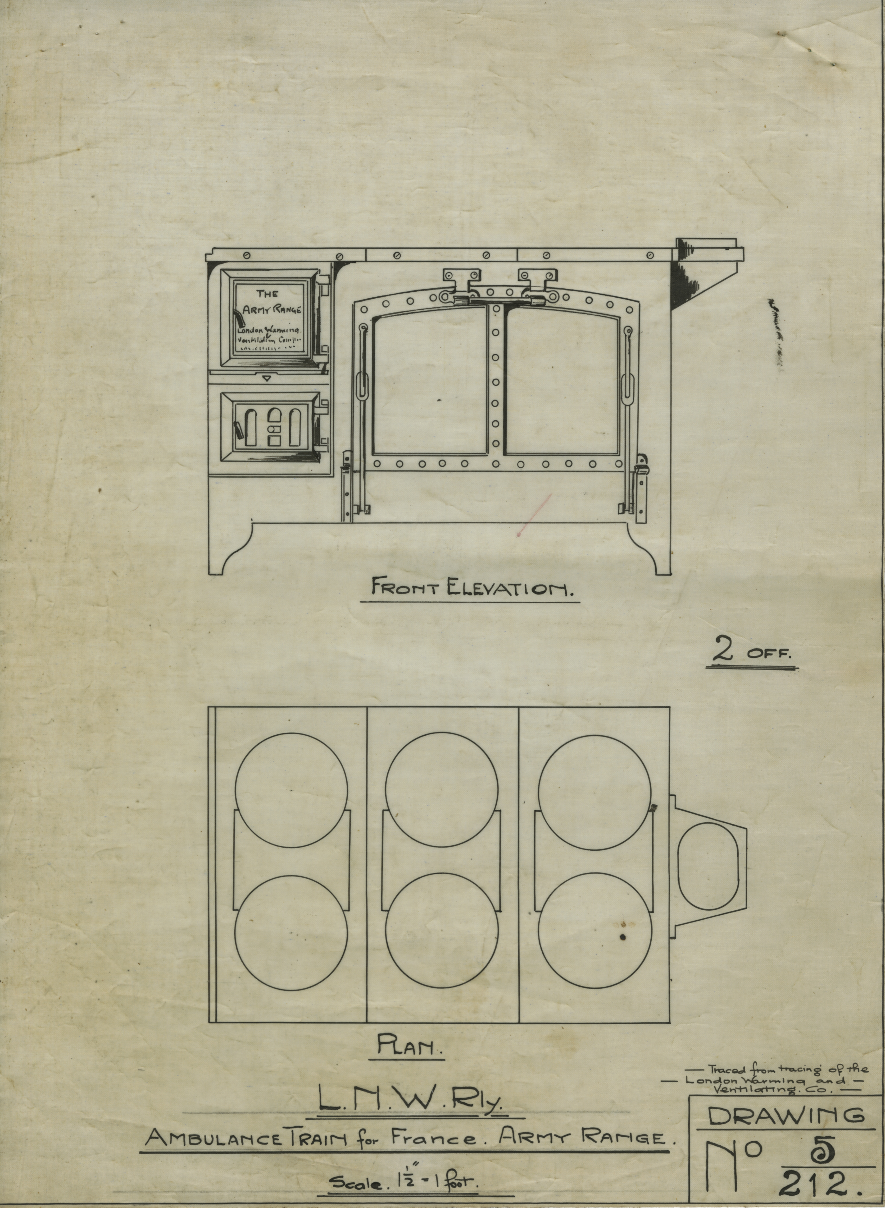 Drawing No.5. L.N.W. Rly. Abbulance train for France. Army Range