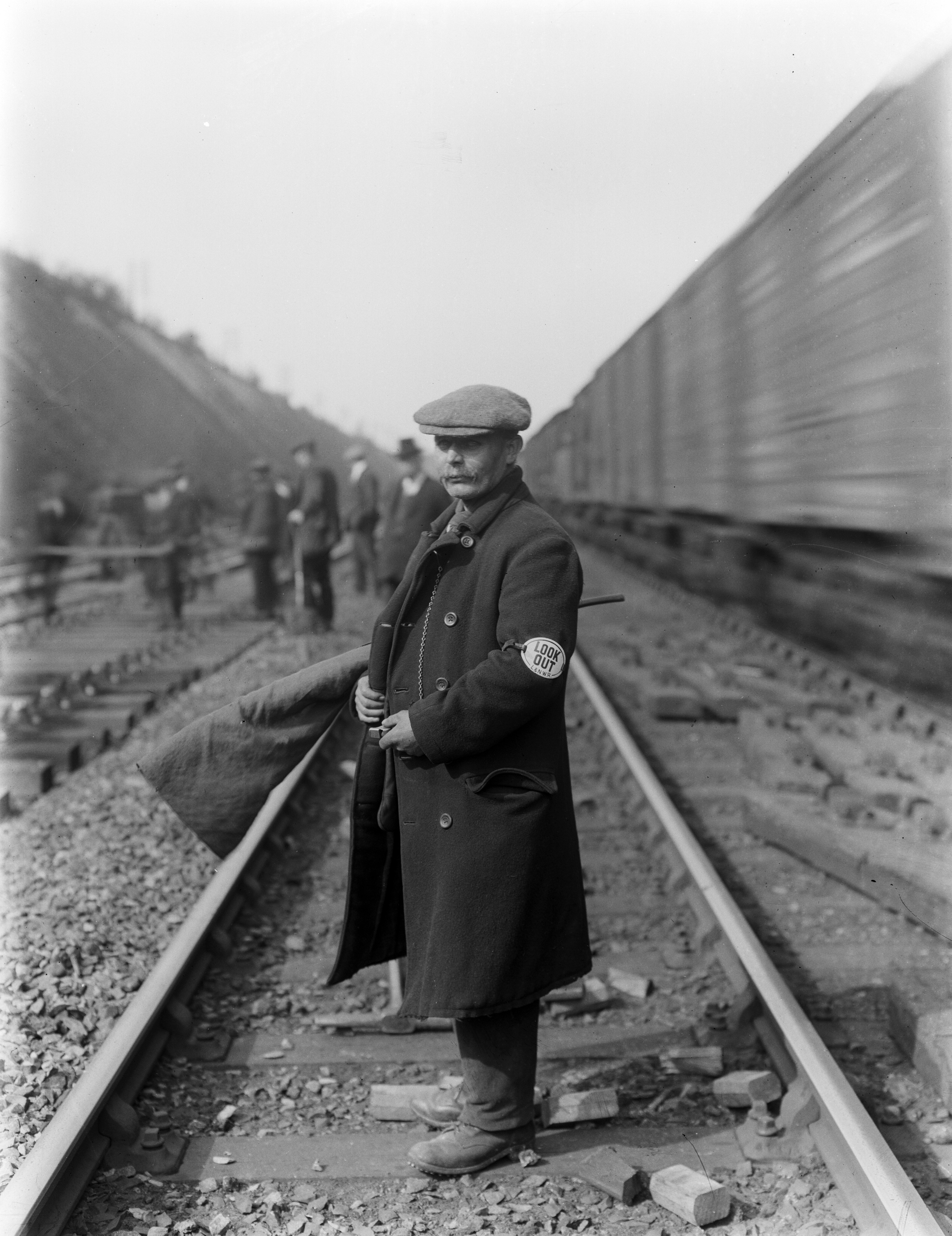 Permanent Way track laying, lookout, 1923.