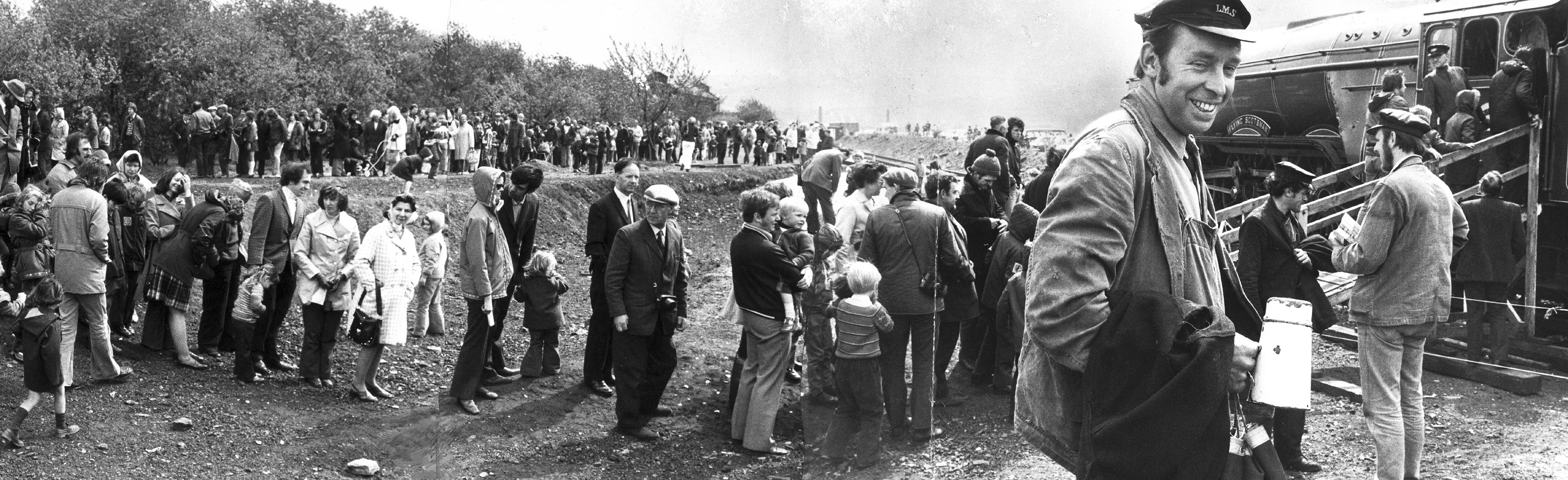 Railway enthusiasts enjoying the Flying Scotsman, May 1974. © National Railway Museum / SSPL