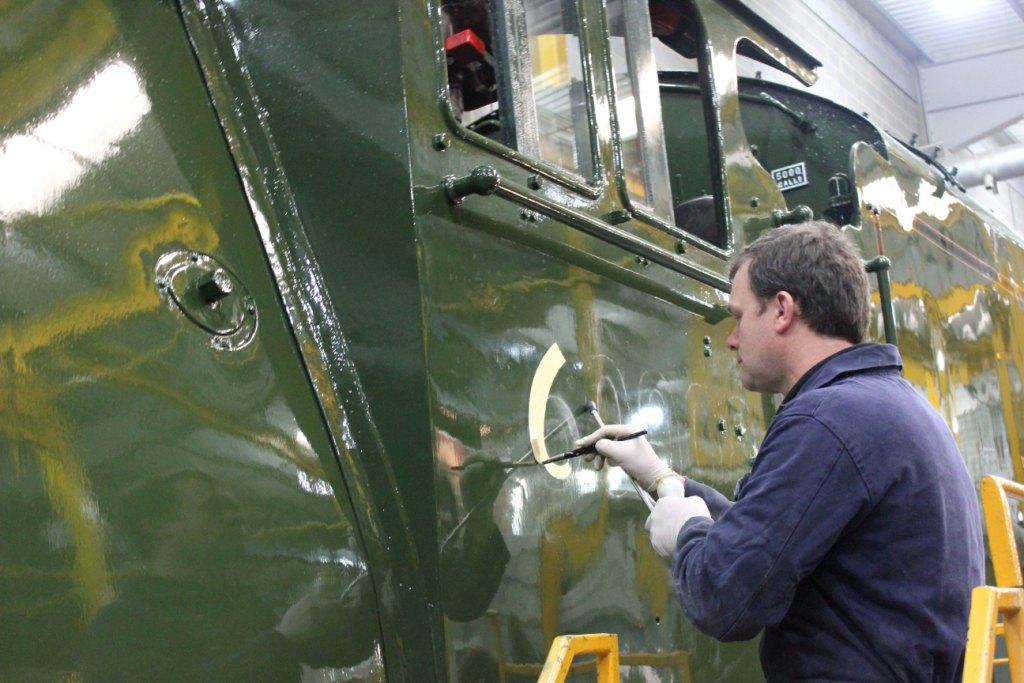 Mike O' Connor of Heritage Painting numbers Dwight D Eisenhower. National Railway Museum