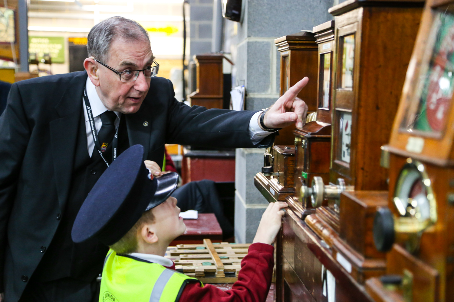 Richard Pulleyn (NRM Volunteer) helps the students keep the trains moving