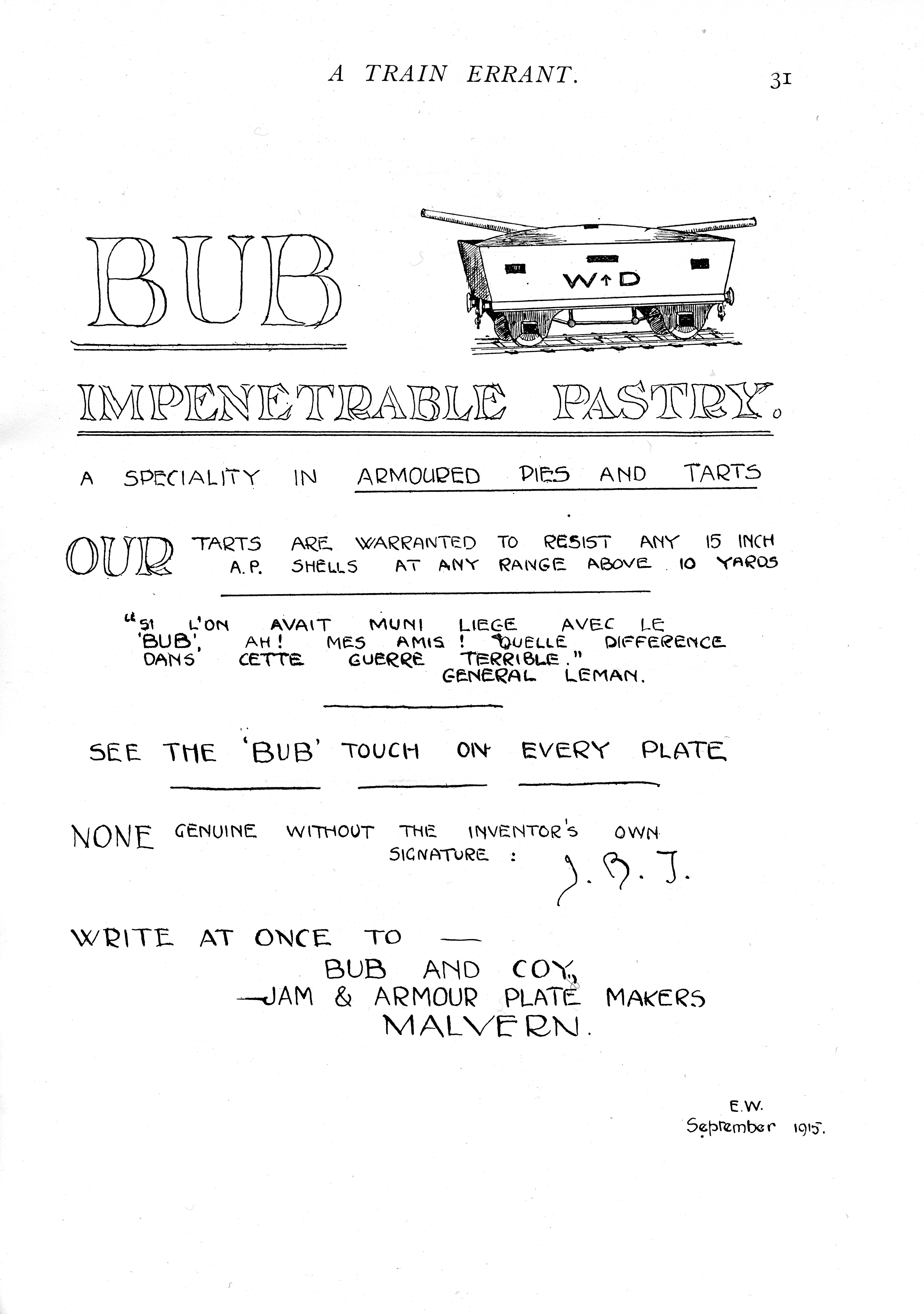 BUB IMPENETRABLE PASTY - a specialty in armored pies and tarts