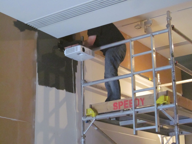 James from SSE Audio installs the projector