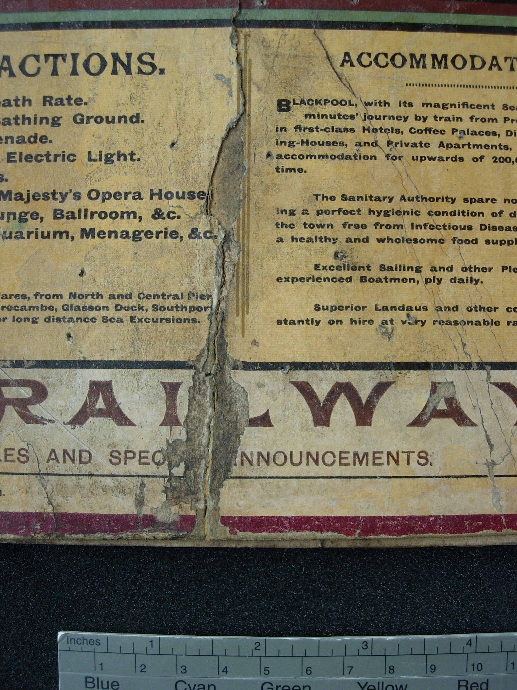 Detail before conservation of crack through board and losses