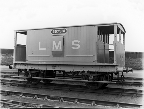 Brake Vans, like this LMS example, were used to provide braking for goods trains; if the train lacked a continuous brake. These were known as ‘loose coupled’ goods trains. Image No. 10659802 | This is a Rights Managed image.