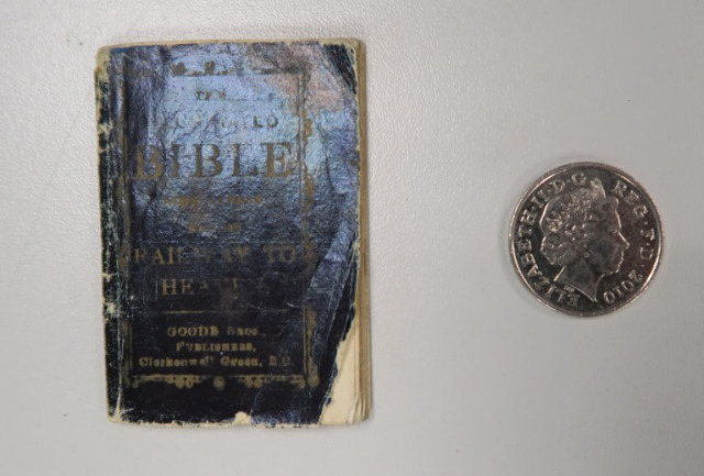 This Bible is not much bigger than a ten pence piece!
