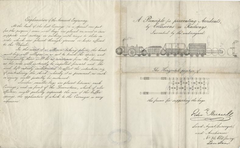 The spindly legs of the Mechanical Traveller (depicted on the left) are reminiscent of a Heath Robinson illustration. NRM Ref: B1/83/2 R