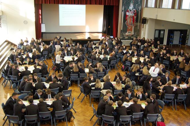 Tadcaster Grammar School students working with archive materials